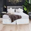 16 Inch Drop Bed Skirt King Size with Platform to Stay in Place Elegant Pleated Design with Split Corners Wrinkle Resistant Fabric for Modern and Stylish Look - White view 2