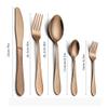 30 Piece Matte Gold Silverware Set for 6 Unique Stainless Steel Unique Flatware Cutlery Set, Modern Design Kitchen Utensils Tableware Set for Home Restaurant, Mirror Finish, Dishwasher Safe view 2