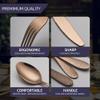 30 Piece Matte Gold Silverware Set for 6 Unique Stainless Steel Unique Flatware Cutlery Set, Modern Design Kitchen Utensils Tableware Set for Home Restaurant, Mirror Finish, Dishwasher Safe view 3