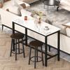 Lamerge 47.2" Bar Table Set of 2,Faux Marble Table Top,PU Leather Stools,3 Piece Pub Height Table Set,Dining Table Set,for Kitchen,Living Room,Nook,Bar,White&Brown view 2