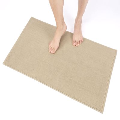 100% Cotton Bath Rugs for Bathroom, 20 x 34 inches and Non Slip Backing Bath Math Rugs, Beige Bathmat Rug