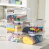 Anywish 8 Packs Small Storage Bins 1.3 QT Plastic Storage Container Stackable Box with Lids for Organizing, Clear White view 4
