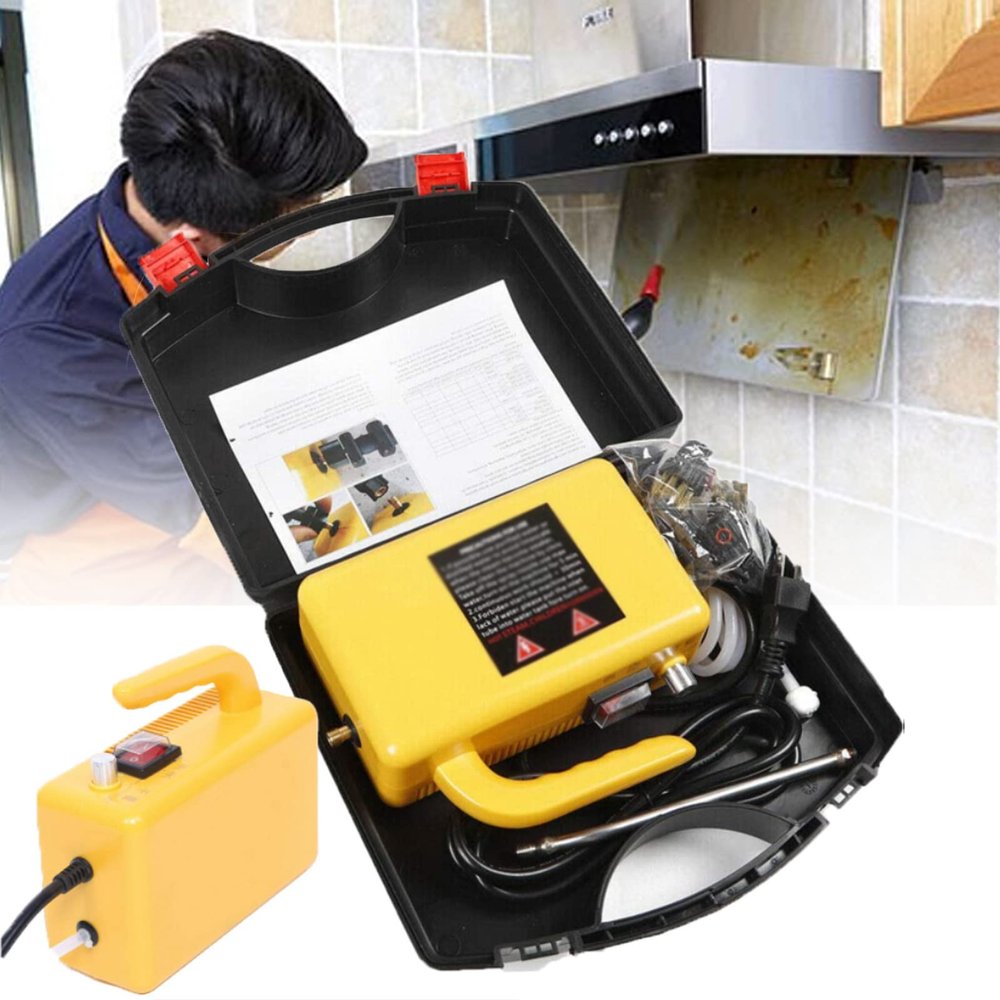 wzfdm High Temperature Pressurized Steam Cleaner Handheld Steam Cleaner 3Bar Multi-Surface Tools Included to Remove Dirt, Grime, Grease, and More,110v-Black