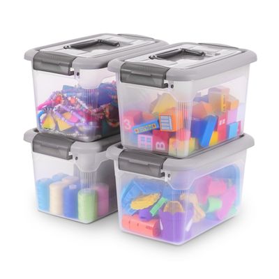 Citylife 4 Packs 6 QT Plastic Storage Bins with Latching Lids Stackable Storage Containers for Organizing Clear Storage Box for Garage, Closet, Kitchen