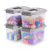 Citylife 4 Packs 6 QT Plastic Storage Bins with Latching Lids Stackable Storage Containers for Organizing Clear Storage Box for Garage, Closet, Kitchen view 1