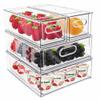 Mano Fridge Drawer Pull Out Stackable Bins with Handle Clear Refrigerator Drawers Organizer Food Storage Container Box with Dividers Plastic Produce Saver for Pantry, Cabinet, Kitchen, Clothes4Pack view 1