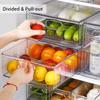 Mano Fridge Drawer Pull Out Stackable Bins with Handle Clear Refrigerator Drawers Organizer Food Storage Container Box with Dividers Plastic Produce Saver for Pantry, Cabinet, Kitchen, Clothes4Pack view 2