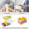 Mano Fridge Drawer Pull Out Stackable Bins with Handle Clear Refrigerator Drawers Organizer Food Storage Container Box with Dividers Plastic Produce Saver for Pantry, Cabinet, Kitchen, Clothes4Pack view 3