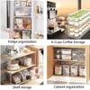 Mano Fridge Drawer Pull Out Stackable Bins with Handle Clear Refrigerator Drawers Organizer Food Storage Container Box with Dividers Plastic Produce Saver for Pantry, Cabinet, Kitchen, Clothes4Pack view 4