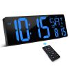 XREXS Large Digital Wall Clock with Remote Control, 16.5 Inch LED Large Display Count Up & Down Timer, Adjustable Brightness Plug-in Alarm Clock with Day/Date/Temperature for Home, Gym, Office view 1