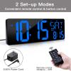 XREXS Large Digital Wall Clock with Remote Control, 16.5 Inch LED Large Display Count Up & Down Timer, Adjustable Brightness Plug-in Alarm Clock with Day/Date/Temperature for Home, Gym, Office view 3