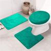 3 Pieces Bathroom Rugs Set, Non Slip Microfiber Bathroom Rugs Shower Mat with U-Shaped Contour Mat and Toilet Lid Cover, Super Absorbent Machine Washable Bath Mats for Tub, Shower, Bathroom (Green) view 2