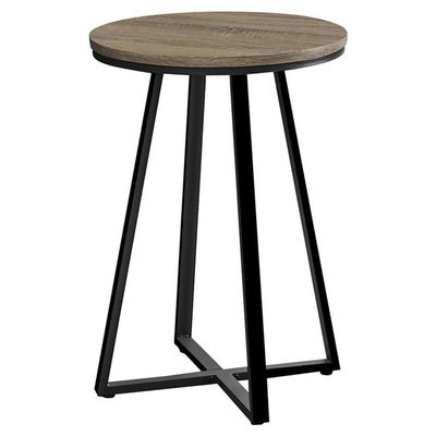 Monarch Specialties I 2177 Accent Table, Side, Round, End, Nightstand, Lamp, Living Room, Bedroom, Metal, Laminate, Brown, Black, Contemporary, Modern