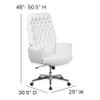 Merrick Lane Moselle Executive Home Office Chair - White Button Tufted Faux Leather Upholstery - Padded Welt Trimmed Arms - Swivel Seat - Chrome Base view 2