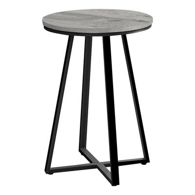 Monarch Specialties I 2176 Accent Table, Side, Round, End, Nightstand, Lamp, Living Room, Bedroom, Metal, Laminate, Grey, Black, Contemporary, Modern
