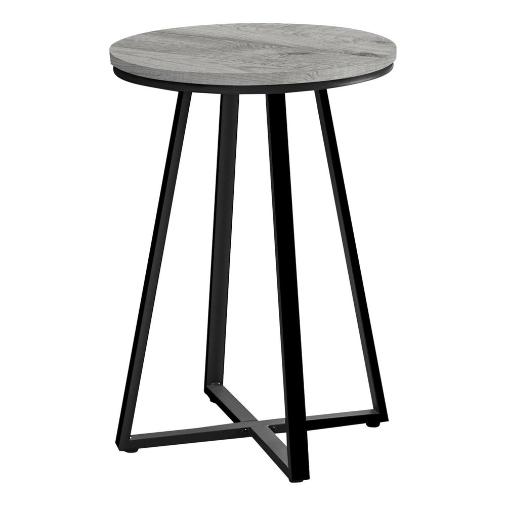 Monarch Specialties I 2176 Accent Table, Side, Round, End, Nightstand, Lamp, Living Room, Bedroom, Metal, Laminate, Grey, Black, Contemporary, Modern
