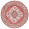 SAFAVIEH Washable Rug Tucson Collection - 6' Round, Red & Beige, Slip Resistant & Easy to Clean, Ideal for Living Room, Bedroom, Dining Space (TSN107Q) view 2