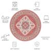 SAFAVIEH Washable Rug Tucson Collection - 6' Round, Red & Beige, Slip Resistant & Easy to Clean, Ideal for Living Room, Bedroom, Dining Space (TSN107Q) view 3