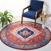SAFAVIEH Washable Rug Tucson Collection - 6' Round, Rust & Blue, Slip Resistant & Easy to Clean, Ideal for Living Room, Bedroom, Dining Space (TSN133P) view 1