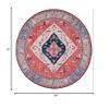 SAFAVIEH Washable Rug Tucson Collection - 6' Round, Rust & Blue, Slip Resistant & Easy to Clean, Ideal for Living Room, Bedroom, Dining Space (TSN133P) view 2