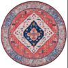 SAFAVIEH Washable Rug Tucson Collection - 6' Round, Rust & Blue, Slip Resistant & Easy to Clean, Ideal for Living Room, Bedroom, Dining Space (TSN133P) view 3