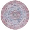 SAFAVIEH Washable Rug Tucson Collection - 6' Round, Grey Blue & Rust, Slip Resistant & Easy to Clean, Ideal for Living Room, Bedroom, Dining Space (TSN102G) view 3