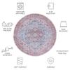 SAFAVIEH Washable Rug Tucson Collection - 6' Round, Grey Blue & Rust, Slip Resistant & Easy to Clean, Ideal for Living Room, Bedroom, Dining Space (TSN102G) view 4