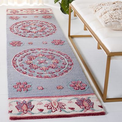 SAFAVIEH Bellagio Collection 2'3" x 8' Dark Grey/Ivory BLG601H Handmade Medallion Wool Entryway Foyer Living Room Bedroom Runner Rug