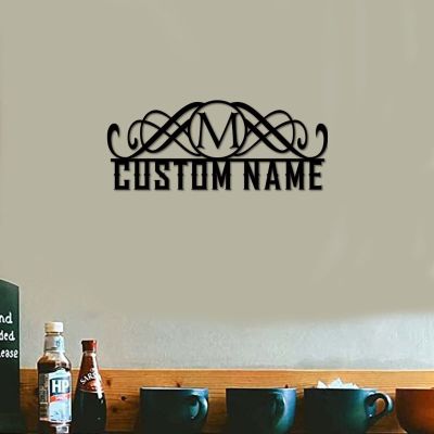Metal Sign Monogram Split Letter M Personalized Last Name Metal Signs Split Letter Monogram Wall Decor For Outdoor Split Letter Name Sign Custom Metal Name Sign Outdoor Metal Wall Art Wall Decor 14in