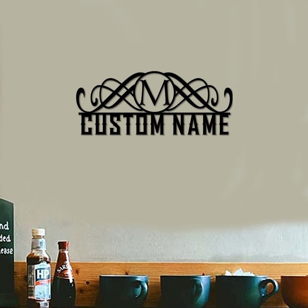 Metal Sign Monogram Split Letter M Personalized Last Name Metal Signs Split Letter Monogram Wall Decor For Outdoor Split Letter Name Sign Custom Metal Name Sign Outdoor Metal Wall Art Wall Decor 14in