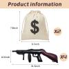 Zhanmai 6 Pcs Inflatable Gun Props Canvas Money Bag Pouch Set 1920s Party Decorations Money Bag with Drawstring Closure Party Prop Guns, Gangster Favors 20s Cosplay Theme Birthday Decoration view 2