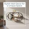 Metal And Wood Wall Shelf  Storage Shelf With Mirror And Open Shelves, Entryway Or Bathroom Wall Home Decor, Industrial Wall Organizer For Keys, Mail, And Display  23" x 5" x 10", Brown Black view 3