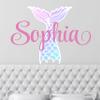 Custom Name Mermaid Nursery Wall Decal - Girls Personalized Name Mermaid Wall Sticker - Custom Name Sign - Custom Name Stencil Monogram - Girls Nursery Wall Decor (16" Wide x 11" high) view 1