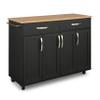 homestyles Storage Plus Black Mobile Kitchen Cart with Laminate Top view 1