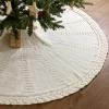 60 inch Christmas Tree Skirt: Large Tree Skirt for 9ft Tree, Braided Cable Knit Cream White Tree Skirt, Vintage Tree Skirts, Rustic Farmhouse Christmas Decorations view 1