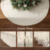 60 inch Christmas Tree Skirt: Large Tree Skirt for 9ft Tree, Braided Cable Knit Cream White Tree Skirt, Vintage Tree Skirts, Rustic Farmhouse Christmas Decorations view 3