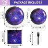gisgfim 96 Pcs Space Galaxy Plates and Napkins Party Supplies Outer Space Theme Tableware Set Starry Night Solar System Party Decorations Favors for Girls Boys Birthday Baby Shower Serves 24 view 2