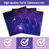 gisgfim 96 Pcs Space Galaxy Plates and Napkins Party Supplies Outer Space Theme Tableware Set Starry Night Solar System Party Decorations Favors for Girls Boys Birthday Baby Shower Serves 24 view 3