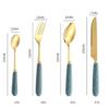 24 Piece Silverware Set for 6, Gold Plated Stainless Steel Flatware Set, Modern Dinner Set, Spoons and forks Set in Home and Kitchen, Dishwasher Safe view 2