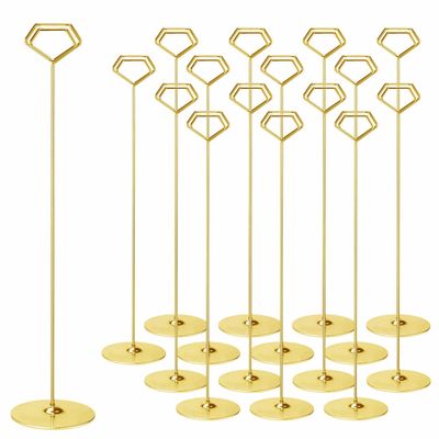 Urban Deco 16PK Table Number Holders 12 Inches Place Card Holder Metal Table Card Holders Picture Holders for Tables, Card Holder Stand for Wedding Dcor Gold Sign Holder