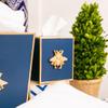 Jayes Studio Regency Line, Decorative Tissue Box Holder for Bathroom, Bee Detail, Gold Trim, Hand Painted Metal, Luxury Tissue Cover, Size 6x5x5 (Navy) view 1