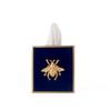 Jayes Studio Regency Line, Decorative Tissue Box Holder for Bathroom, Bee Detail, Gold Trim, Hand Painted Metal, Luxury Tissue Cover, Size 6x5x5 (Navy) view 3
