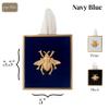 Jayes Studio Regency Line, Decorative Tissue Box Holder for Bathroom, Bee Detail, Gold Trim, Hand Painted Metal, Luxury Tissue Cover, Size 6x5x5 (Navy) view 4