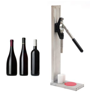 Wine Bottle Corking Machine, Stainless Steel Manual Pressure Corker Cork Wine Bottle Corking Inserting Stopper Tool with 2 Pom Heads for 200ml/375ml/500ml/750ml