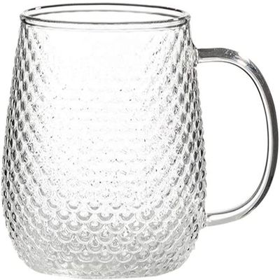 2-piece set of creative hammer pattern glass water cup with handle water cup household water cup transparent heat-resistant handle water cup coffee cup 400ml