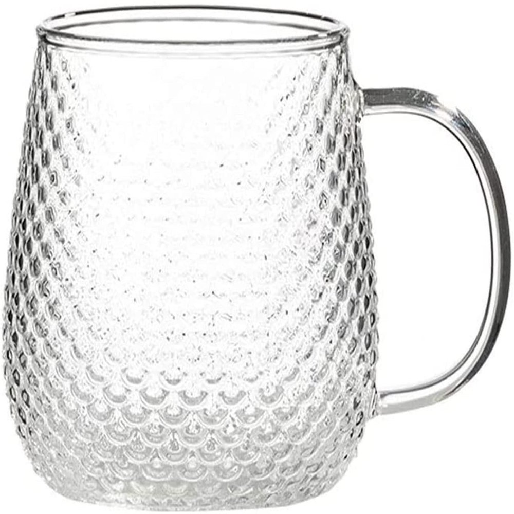2-piece set of creative hammer pattern glass water cup with handle water cup household water cup transparent heat-resistant handle water cup coffee cup 400ml