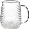 2-piece set of creative hammer pattern glass water cup with handle water cup household water cup transparent heat-resistant handle water cup coffee cup 400ml view 1
