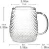 2-piece set of creative hammer pattern glass water cup with handle water cup household water cup transparent heat-resistant handle water cup coffee cup 400ml view 2
