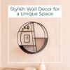 Asymmetical Round Wall Mounted Shelf with Metal Frame for Home Display - Four Layer Hanging Storage Organizer for Office and Living Room - Wall Shelf for Books, Frames, and Decors - 32", Black view 3