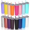 16 Packs Skinny Tumblers Bulk 20 oz Stainless Steel Double Wall Vacuum Insulated Tumbler Slim Water Cups with Lid and Straw for Travel DIY Hot Cold Drink, 16 Colors view 1